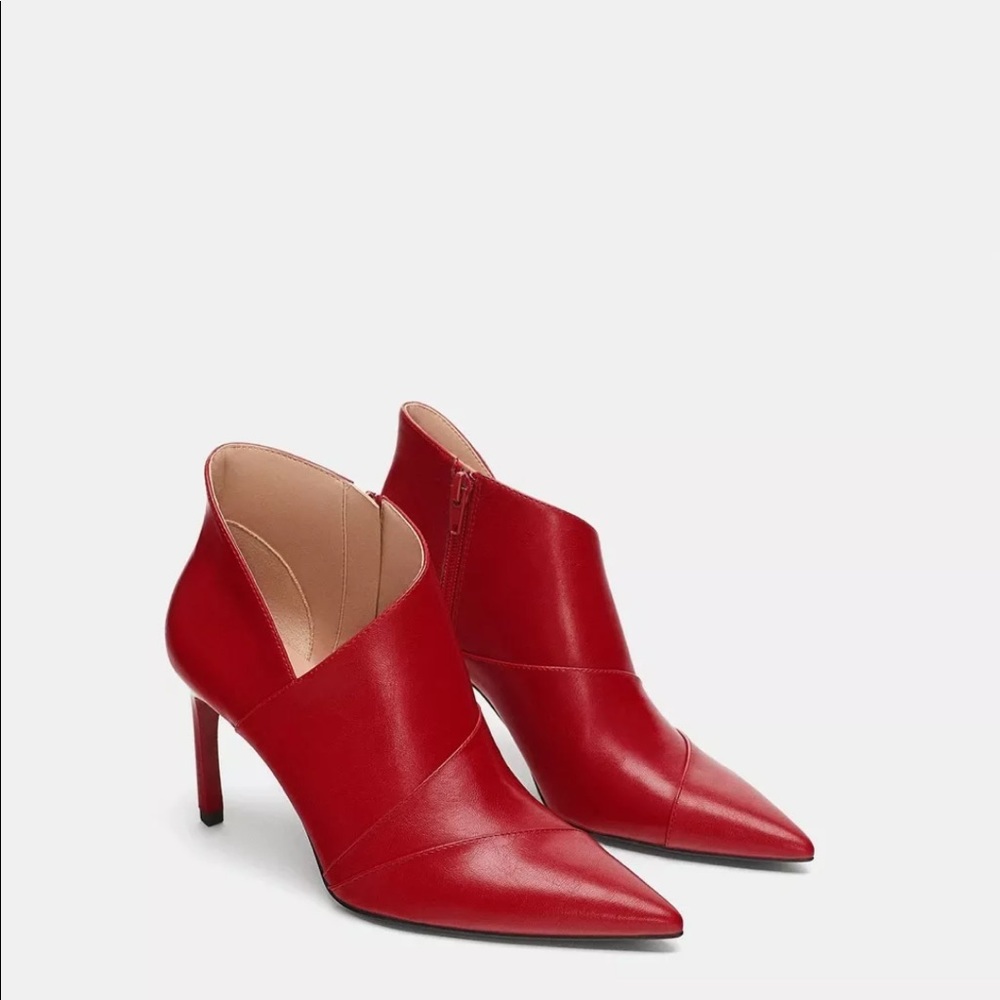 Zara Red Stiletto Booties Size 9